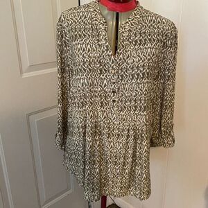 New Direction Boho Geometric V-Neck Women Top Size XL